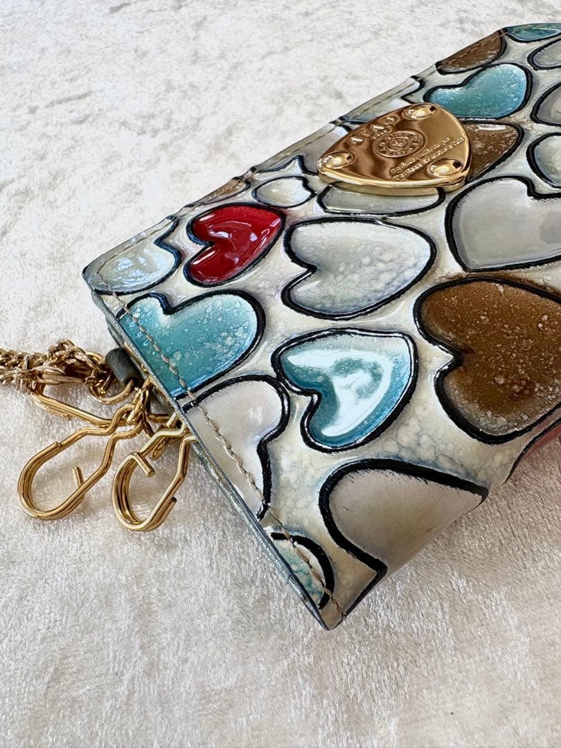 ATAO アタオ キーケース ベル ハッピーヴィトロ プラチナグラス ハート