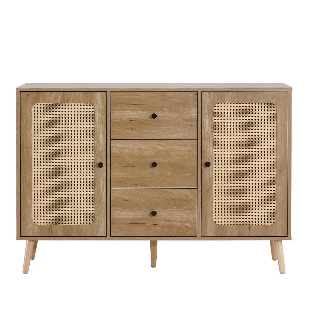 キャビネット サイドボード チェストラタン調 ラタン風 引き出し付き 大容量