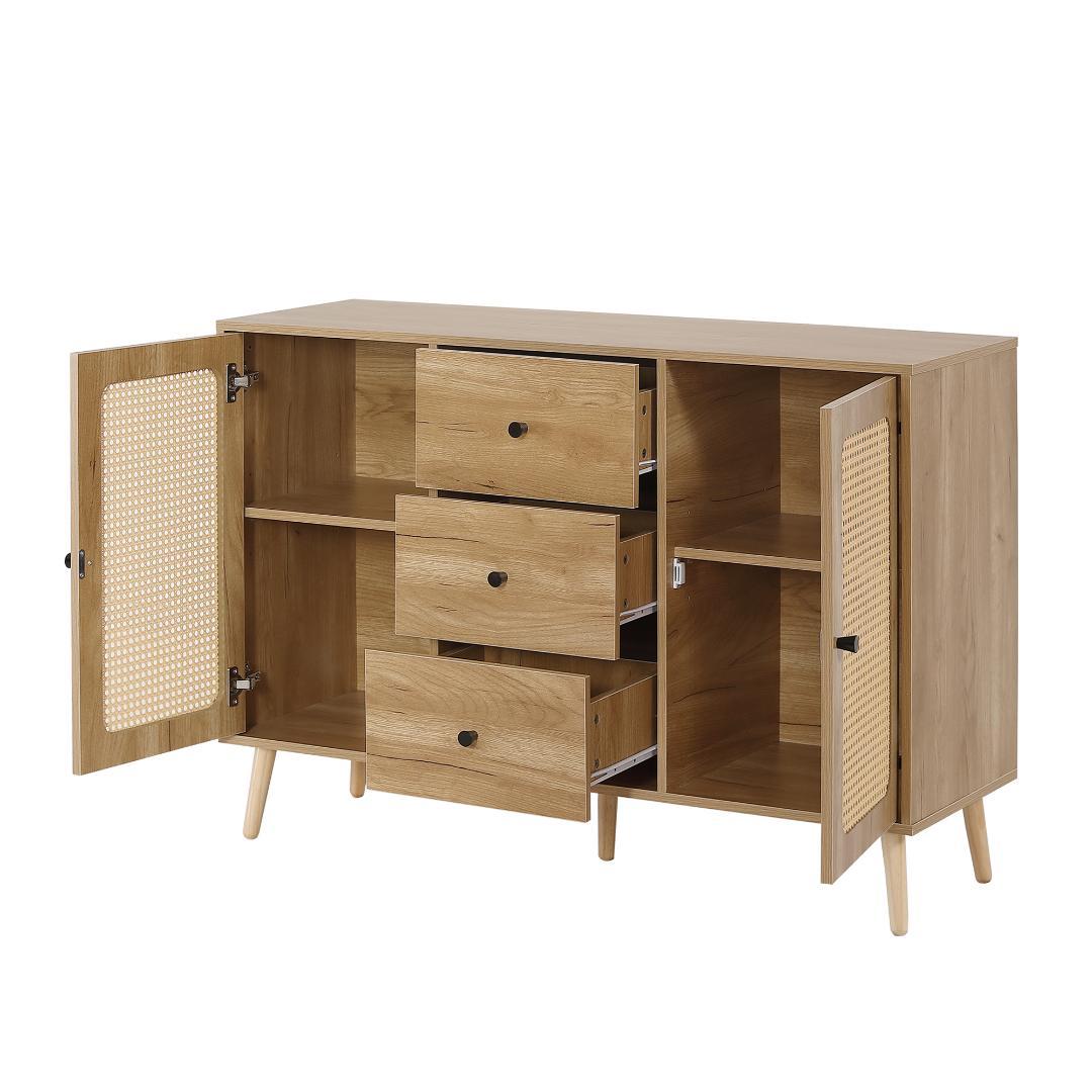 キャビネット サイドボード チェストラタン調 ラタン風 引き出し付き 大容量