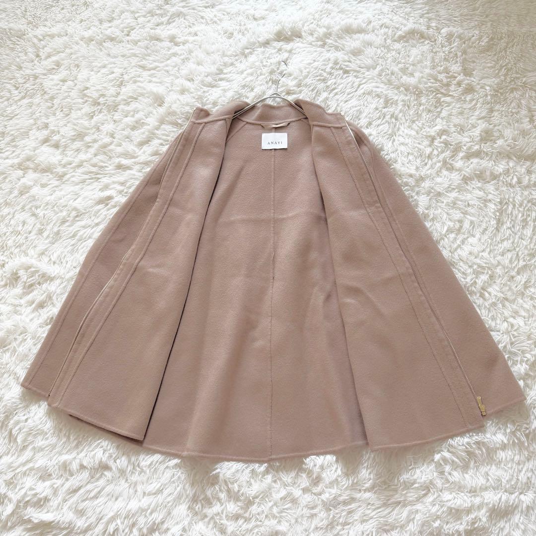 定価8.5万円✨ANAYI シャルムビーバー ミドルケープコート ベージュ 38