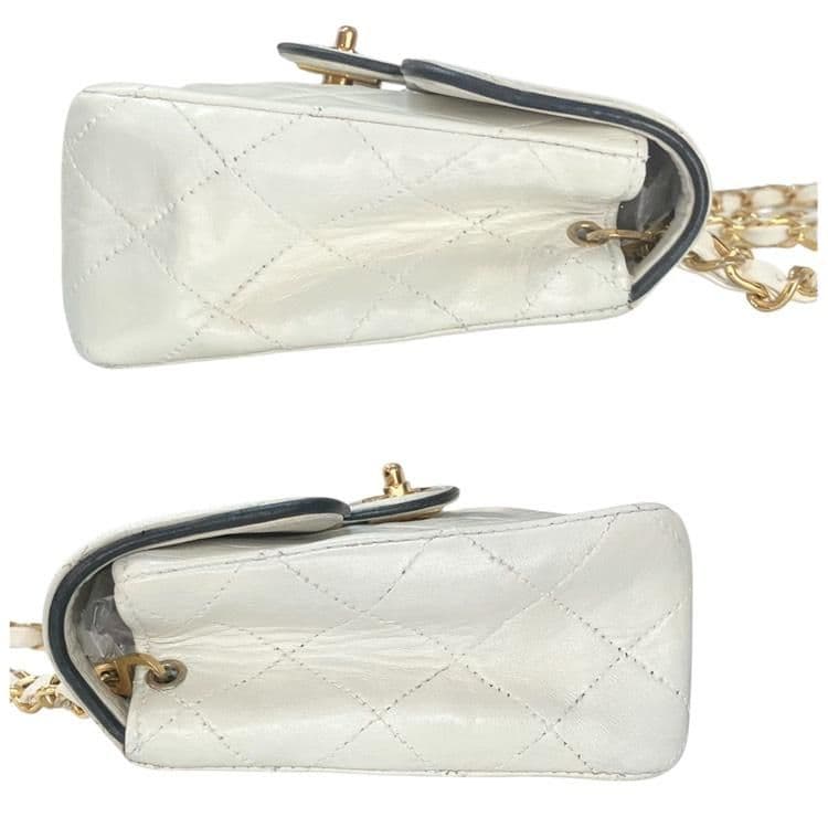 極美品 CHANELマトラッセ チェーン ショルダーバック アイボリー シール