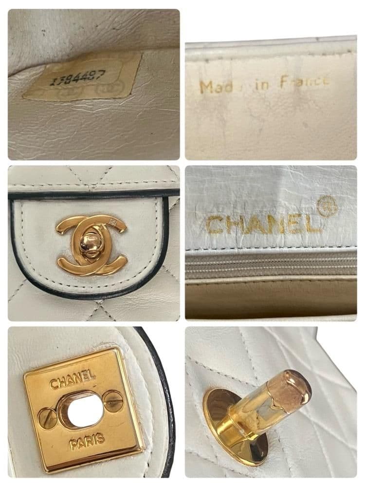 極美品 CHANELマトラッセ チェーン ショルダーバック アイボリー シール