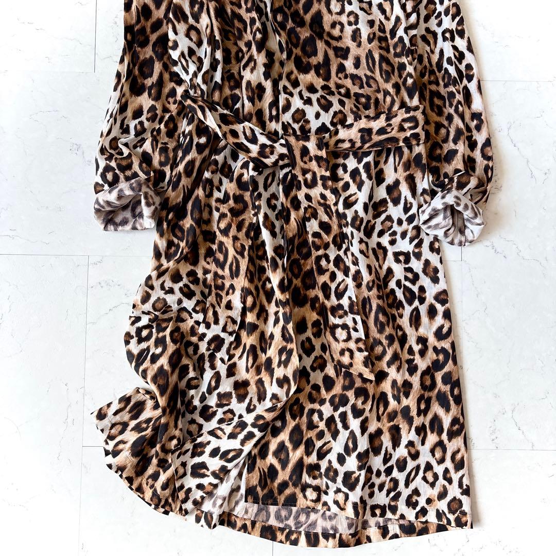 美品 サードマガジン 日本製 ヒョウ柄 キュプラコットン 薄手 トレンチ コート