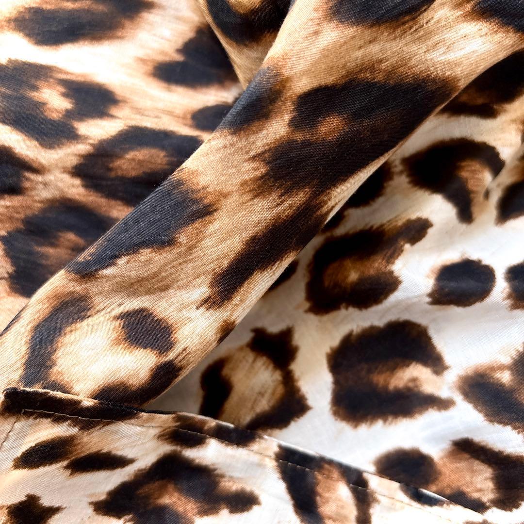 美品 サードマガジン 日本製 ヒョウ柄 キュプラコットン 薄手 トレンチ コート