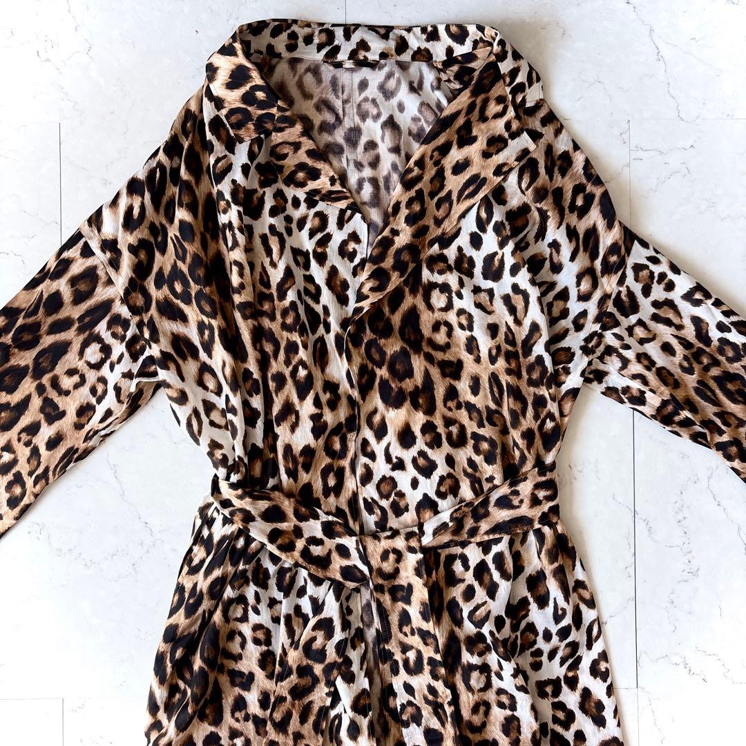 美品 サードマガジン 日本製 ヒョウ柄 キュプラコットン 薄手 トレンチ コート