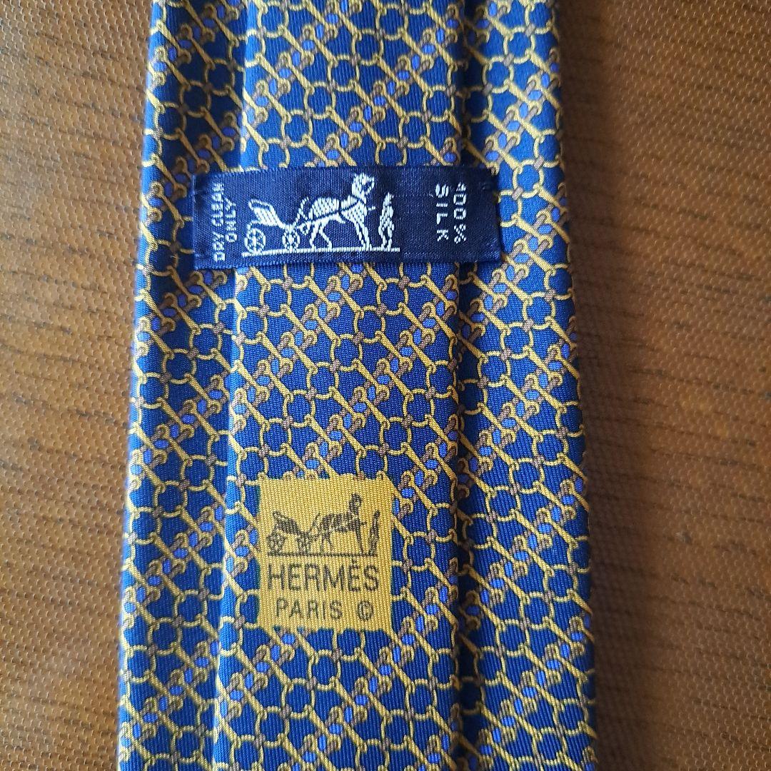 HERMES シルク ネクタイ ネイビー 7200 UA