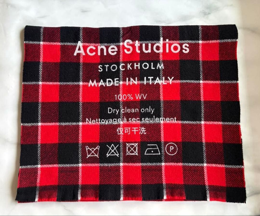 AcneStudiosアクネストゥディオズ チェック柄ロゴストール ウール100