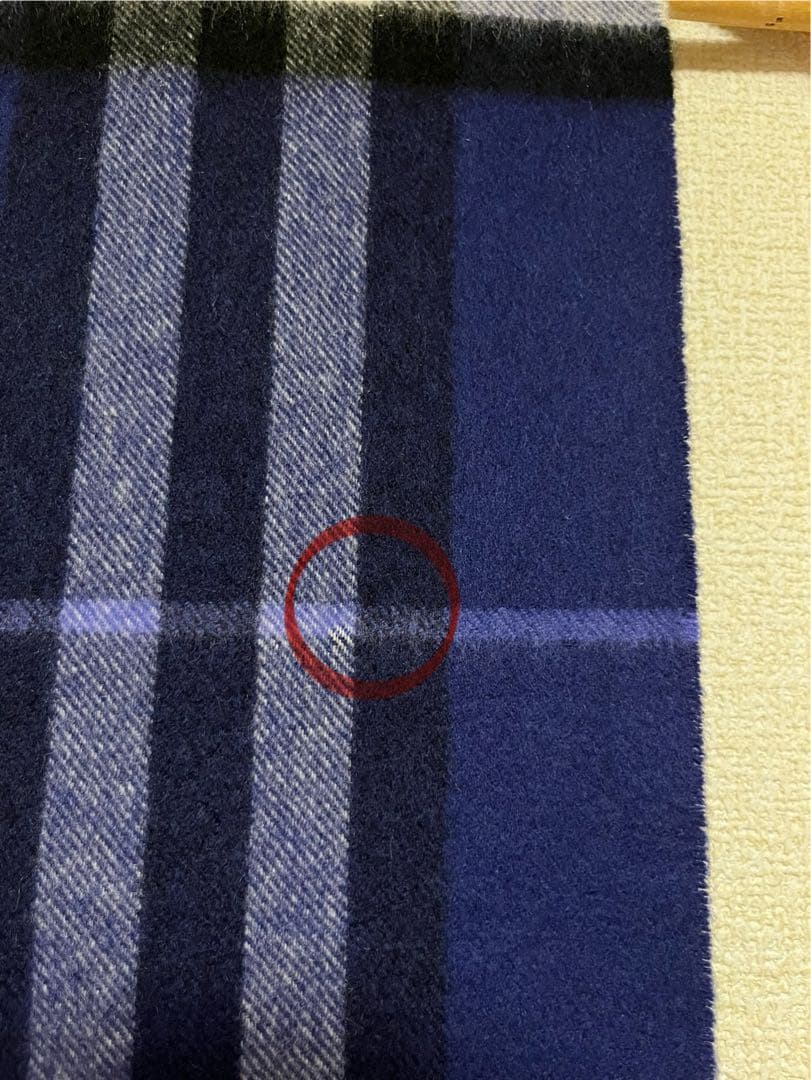 BURBERRY　バーバリー　マフラー　カシミア100％　濃い青系　美品
