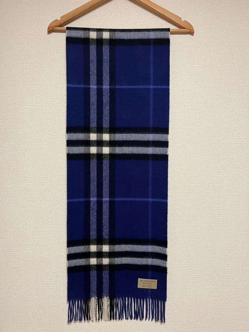 BURBERRY　バーバリー　マフラー　カシミア100％　濃い青系　美品