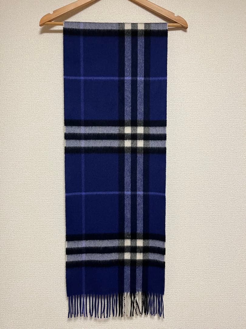 BURBERRY　バーバリー　マフラー　カシミア100％　濃い青系　美品