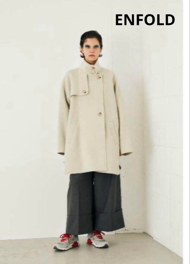エンフォルド　ソフトリバーケープコート　アイボリー　オーバーサイズ　36