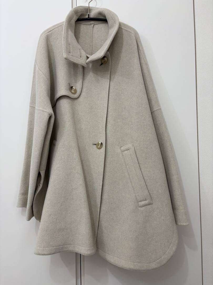 エンフォルド　ソフトリバーケープコート　アイボリー　オーバーサイズ　36