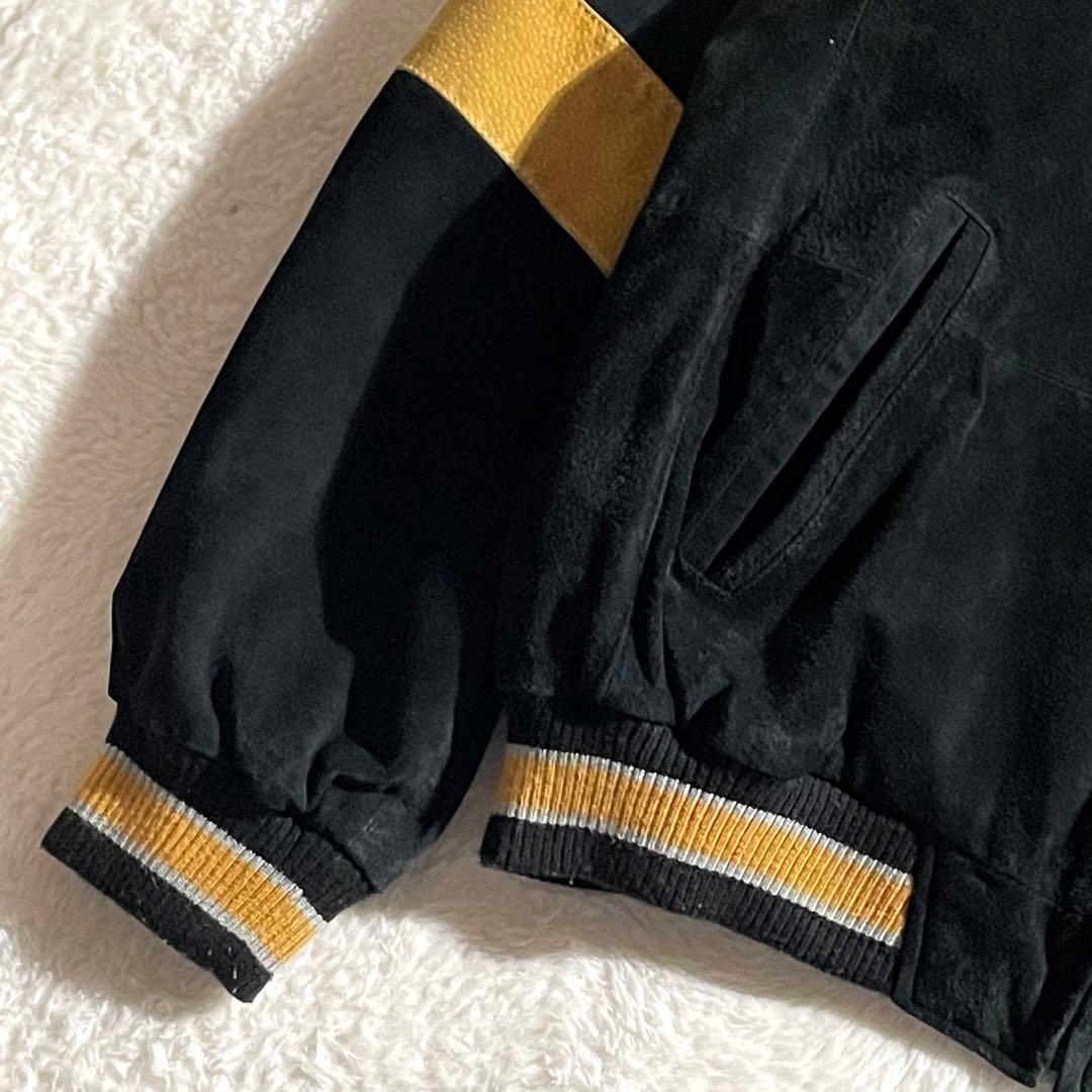 NFL　Steelers　スウェードレザースタジャン　ロゴ刺繍　サイズL