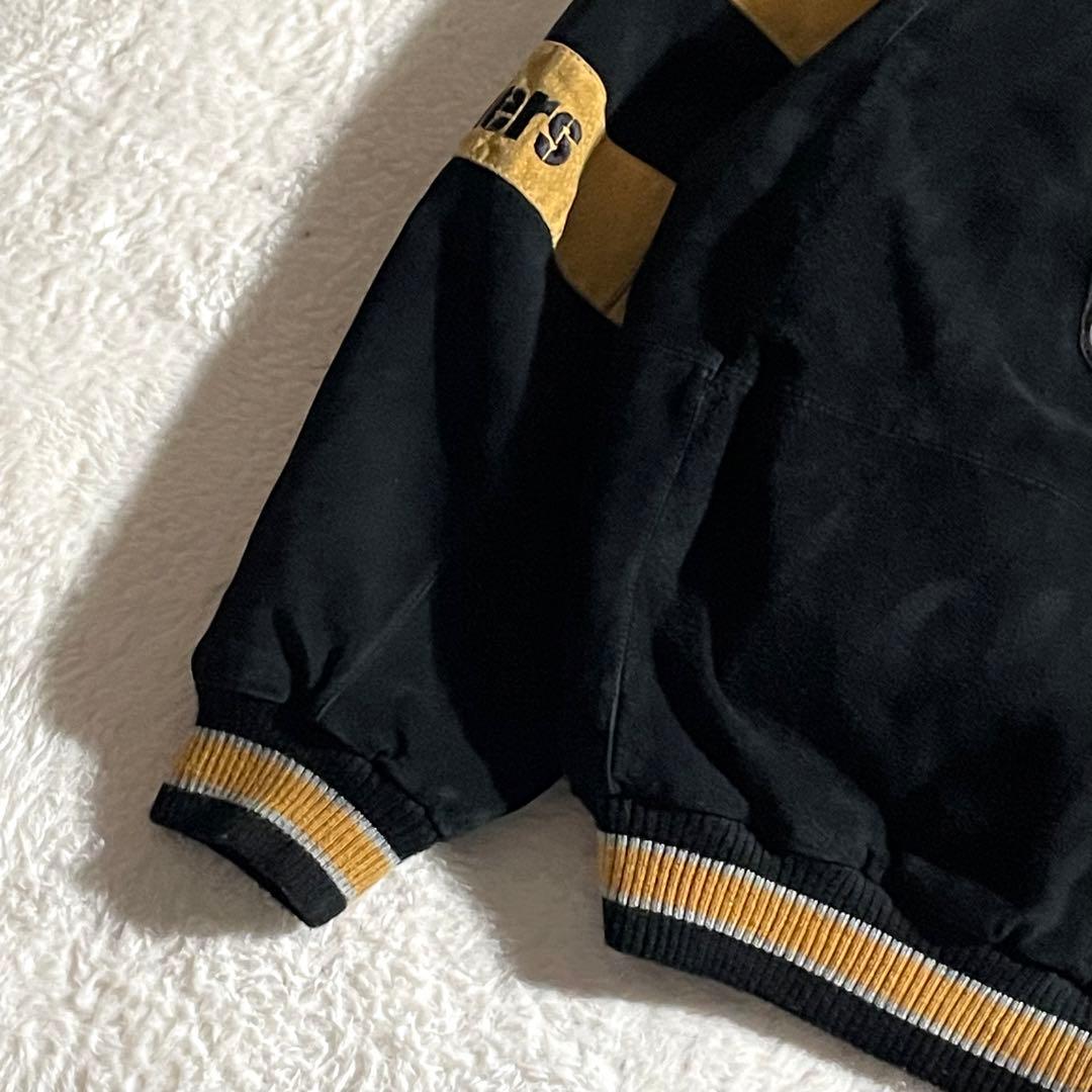 NFL　Steelers　スウェードレザースタジャン　ロゴ刺繍　サイズL