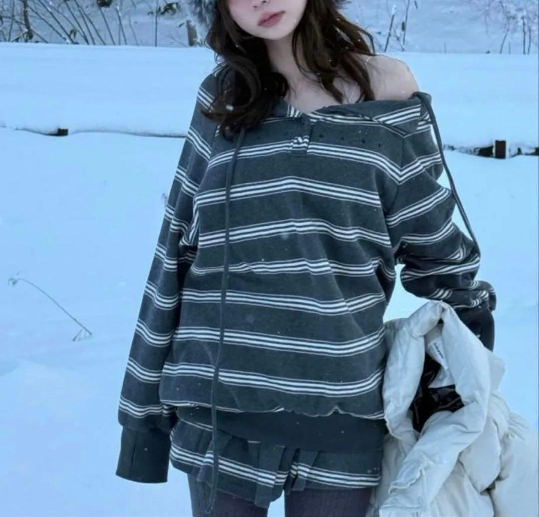 新品タグ付き andmary Connie loose set up gray