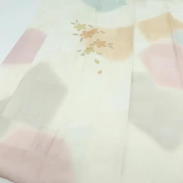 Y2401◇新品 袷 正絹 半襟・仕付け糸付 手縫い 桜 市松 長襦袢 着物