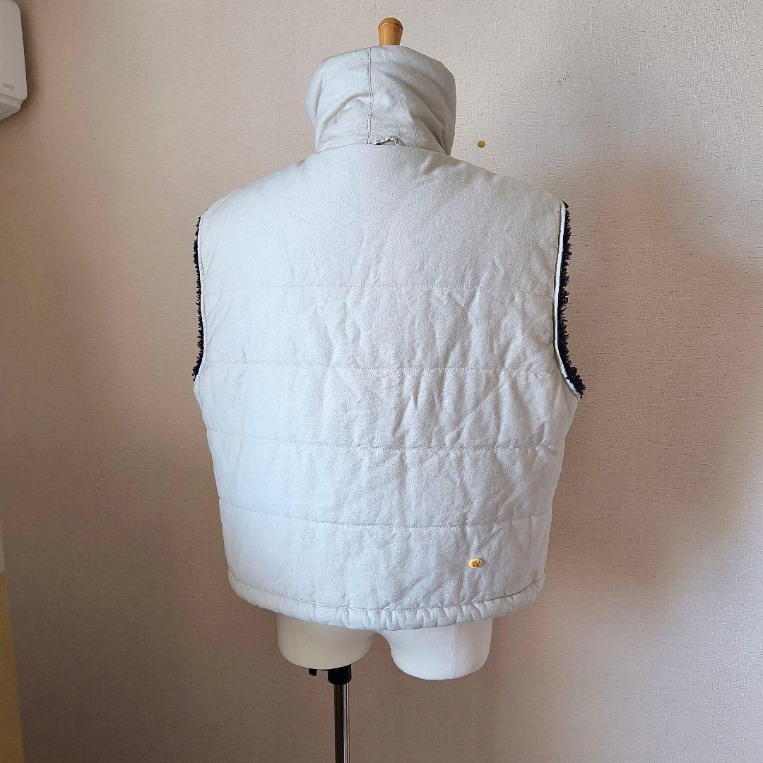 45r ホワイト ノースリーブ 中綿ベスト リバーシブル ボア