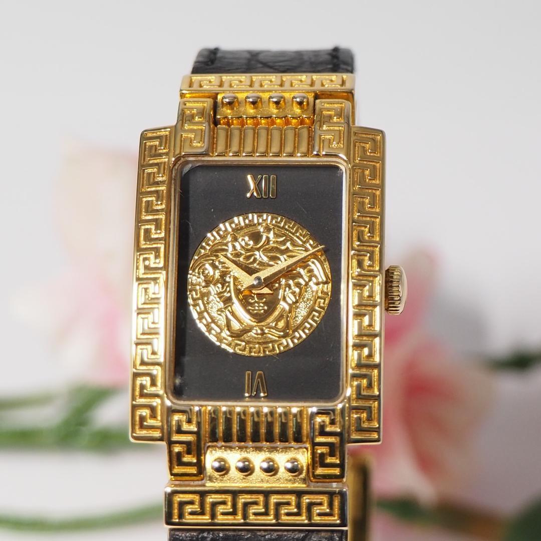 ヴェルサーチ 純正革ベルト メデューサ スクエア レディース 腕時計 F390