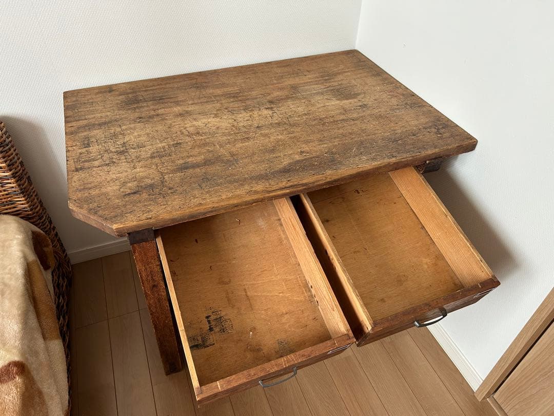 作業台 木製テーブル デスク 古家具 ヴィンテージ風/アンティーク