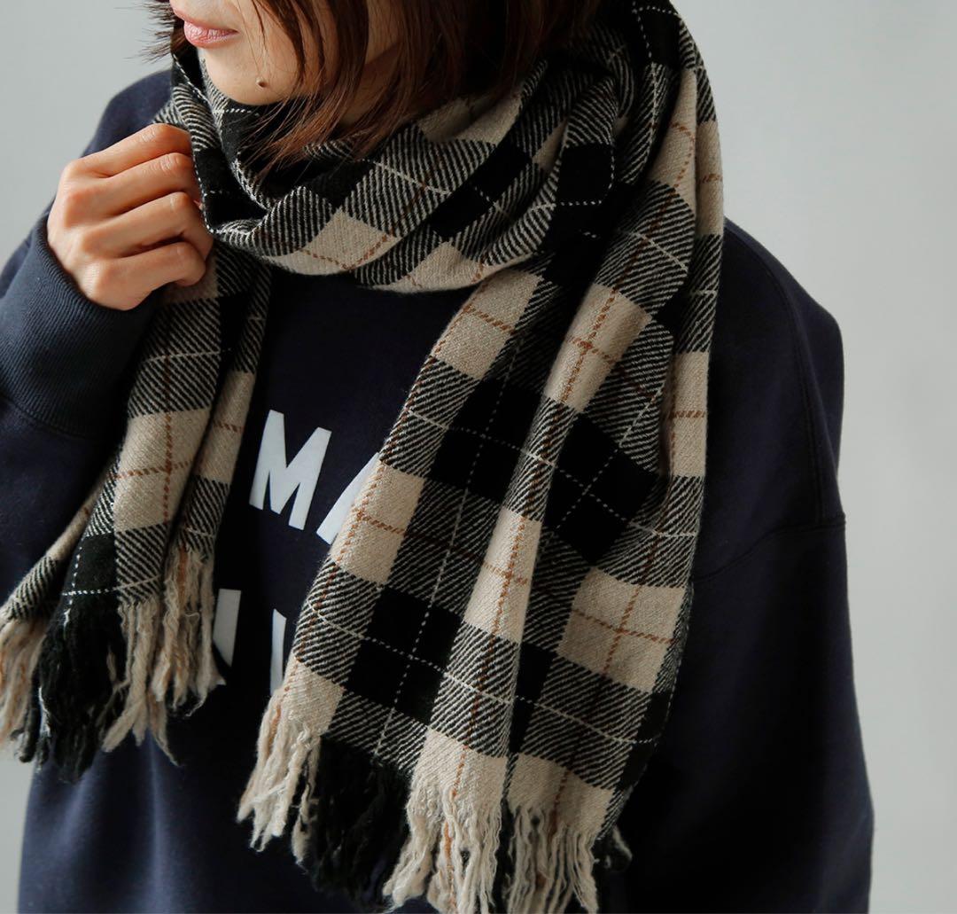 オールドマンズテーラー・ CHECK MUFFLER・BLACK WALLACE