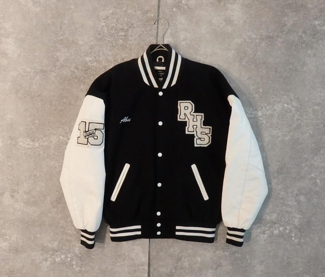 varsityjackets09 スタジャン ワッペン レザー袖 XL相当