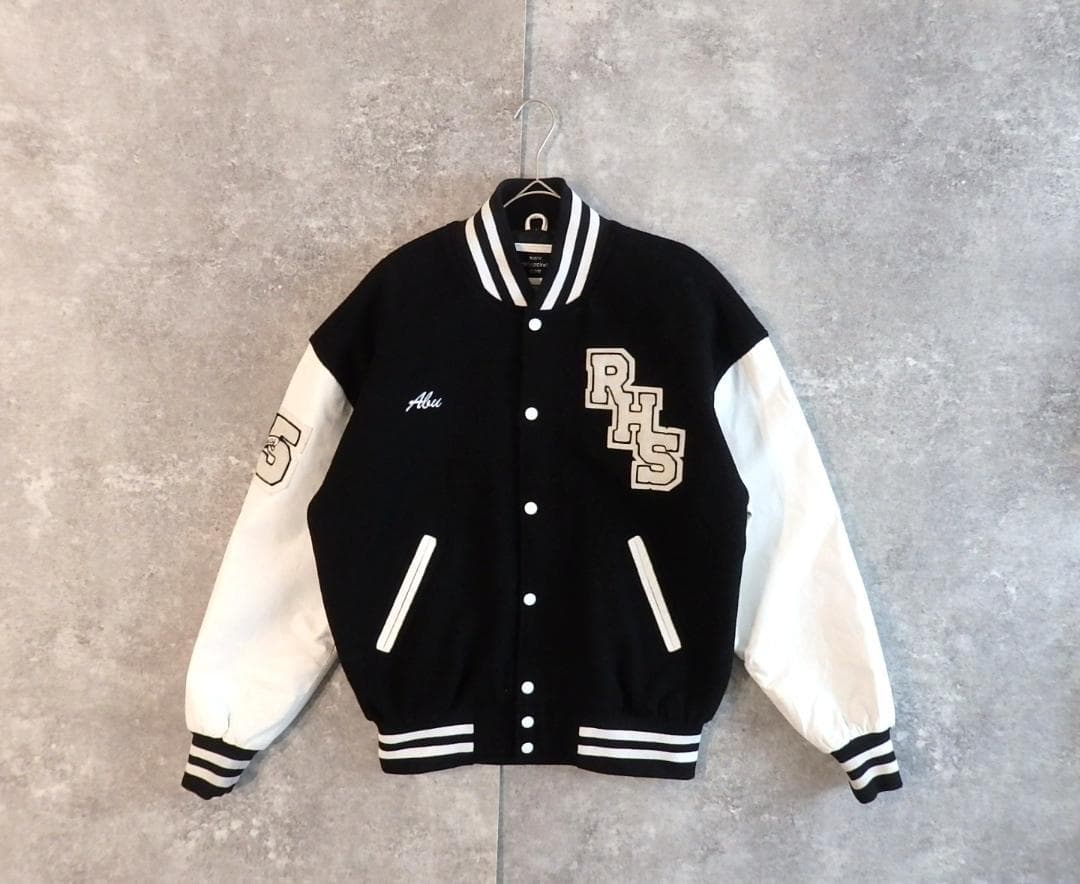 varsityjackets09 スタジャン ワッペン レザー袖 XL相当