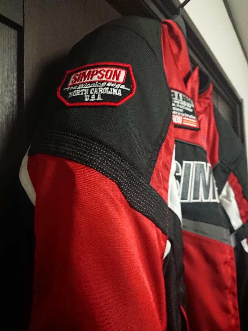 値下 SIMPSON ライディングジャケット 冬用インナー付き レッド/ブラック