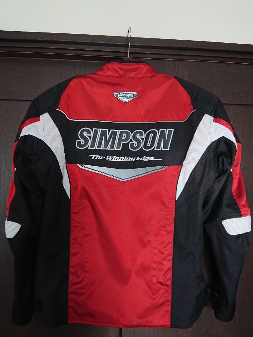 値下 SIMPSON ライディングジャケット 冬用インナー付き レッド/ブラック