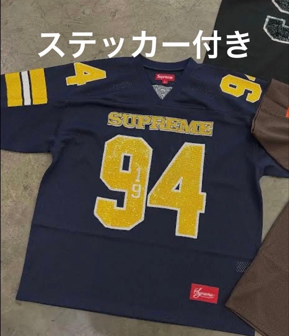 新品Supreme Sequin Football Jersey ネイビー
