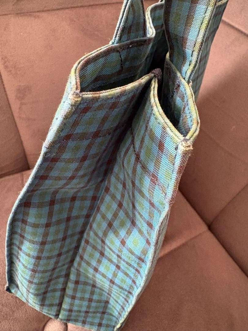 ファミリア　トートバッグ　小　青チェック