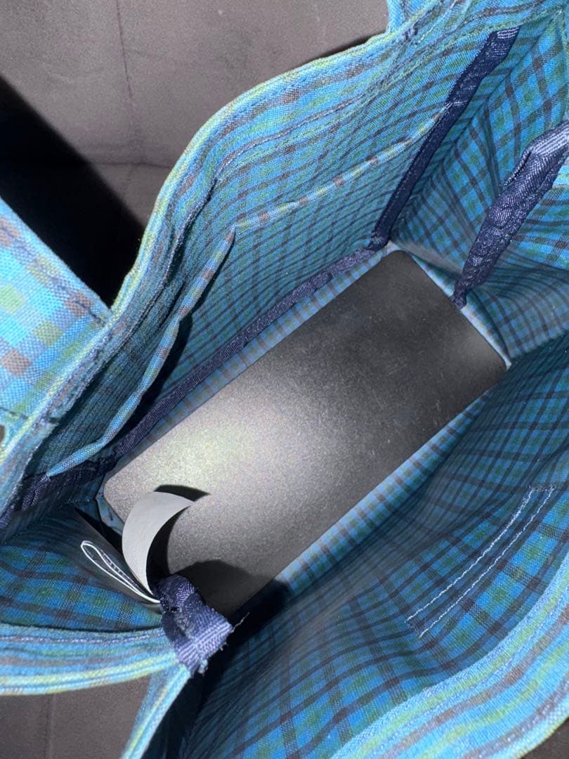 ファミリア　トートバッグ　小　青チェック