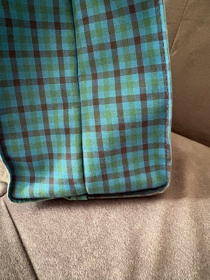 ファミリア　トートバッグ　小　青チェック