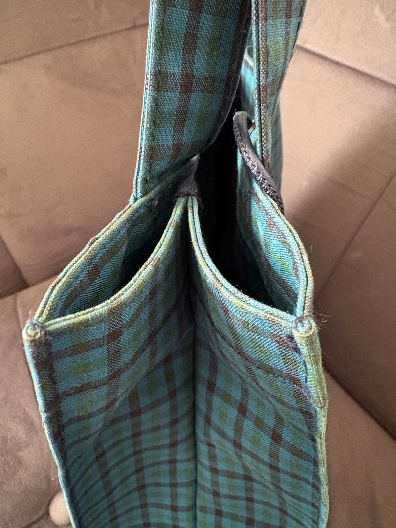 ファミリア　トートバッグ　小　青チェック