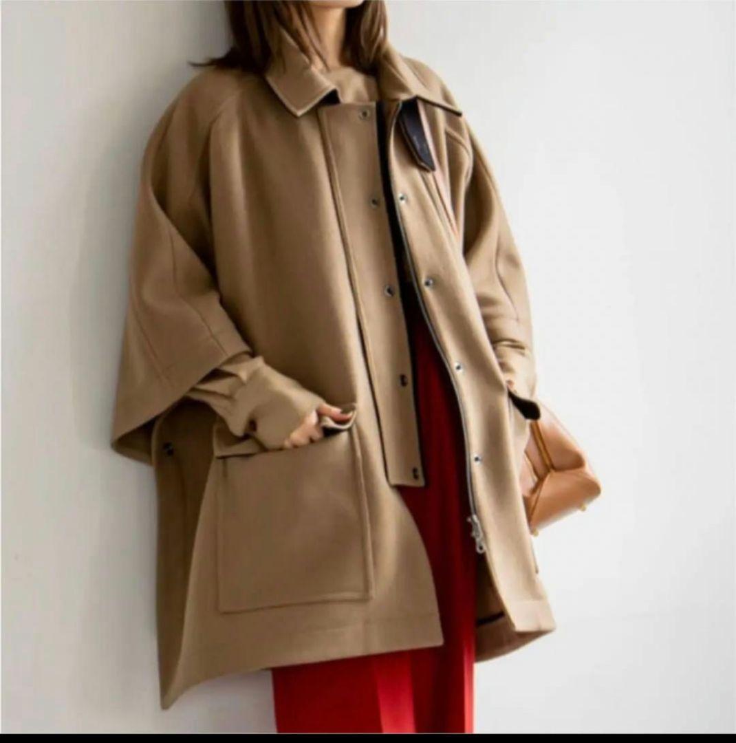 Noble N.Jam ハンティングコート　ケープ　ポンチョ　モカ系　日本製