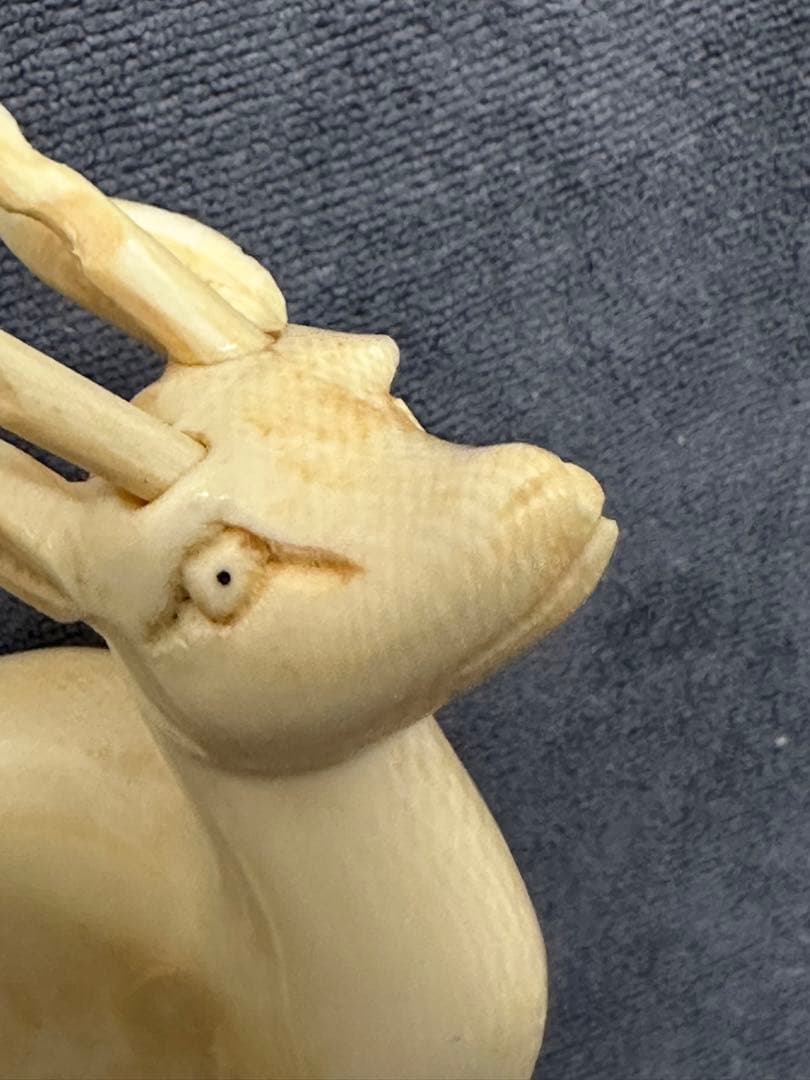 置物　 時代物　鹿2匹　天然素材　マンモス　彫刻　骨董　古美術品　アンティーク