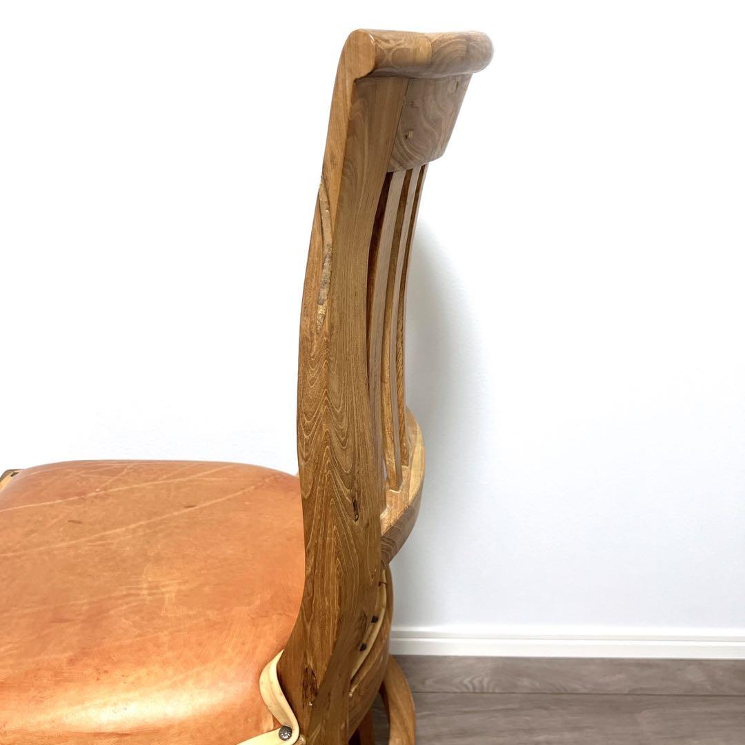 TEAK & LEATHER DINIG CHAIR①