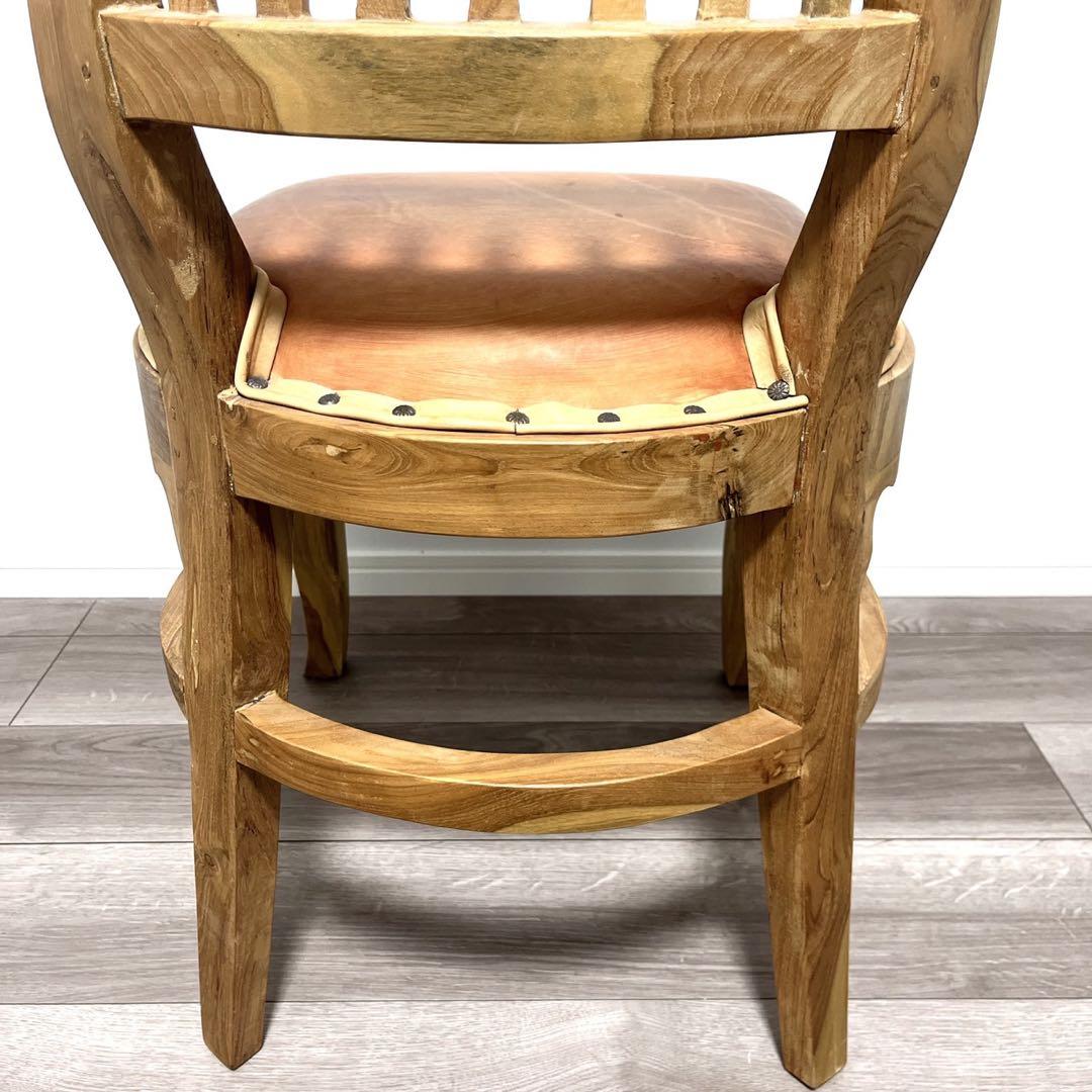 TEAK & LEATHER DINIG CHAIR①