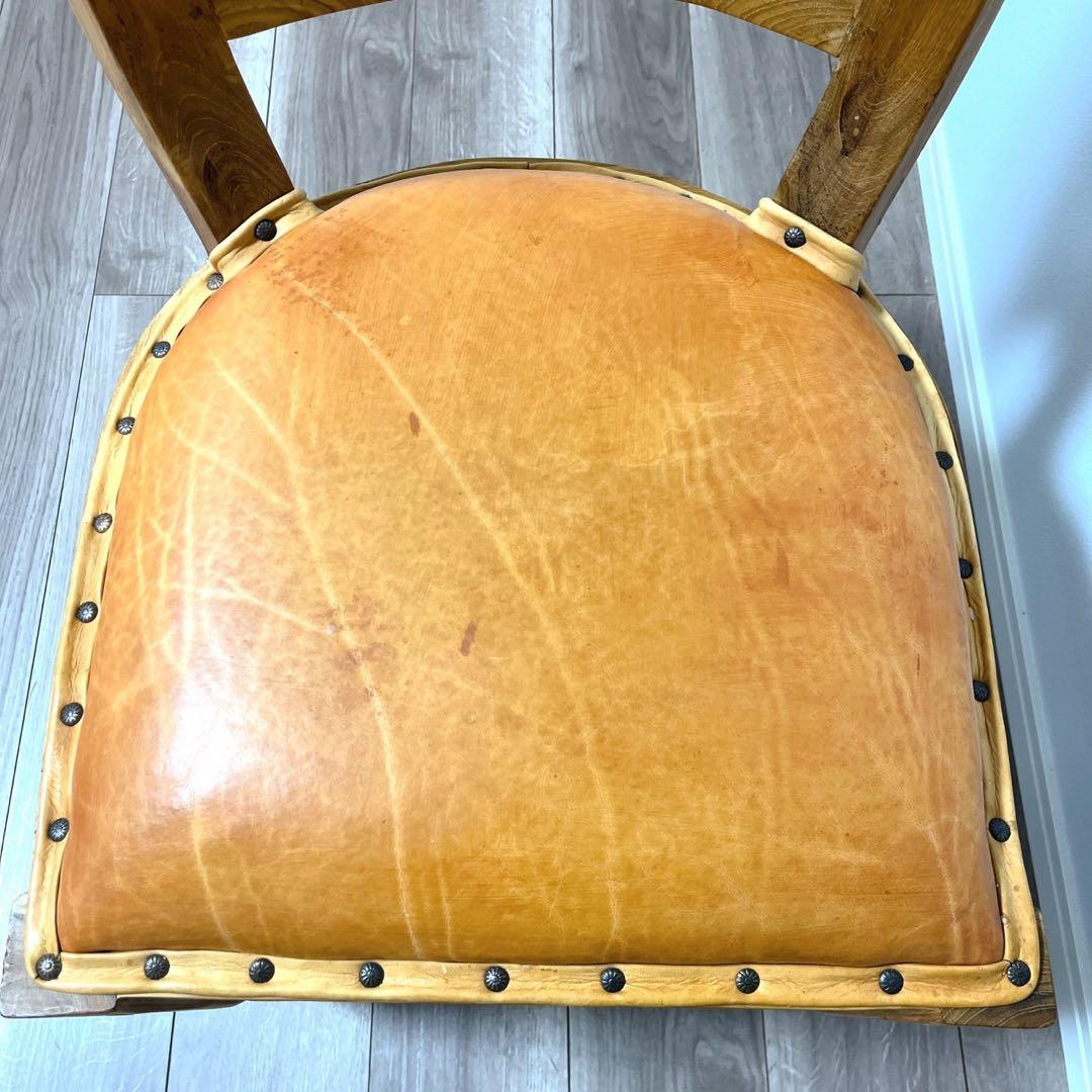 TEAK & LEATHER DINIG CHAIR①