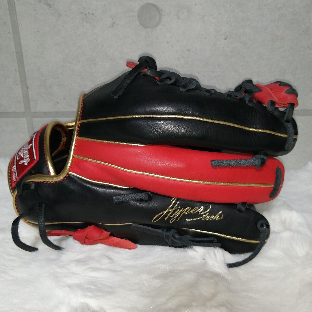 Rawlings 軟式グローブ 両投げ用 黒 赤 ゴールドライン