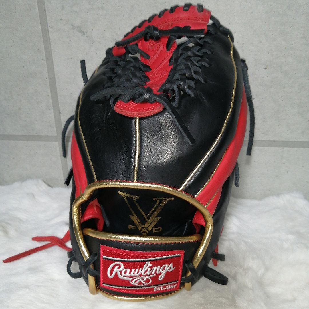 Rawlings 軟式グローブ 両投げ用 黒 赤 ゴールドライン
