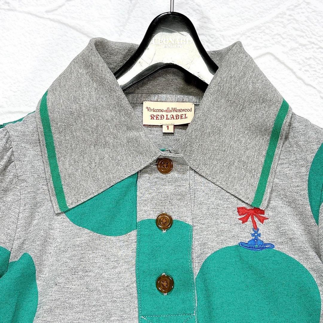 ヴィヴィアンウエストウッド ポロシャツ リボンオーブ 刺繍 ドット パフスリーブ