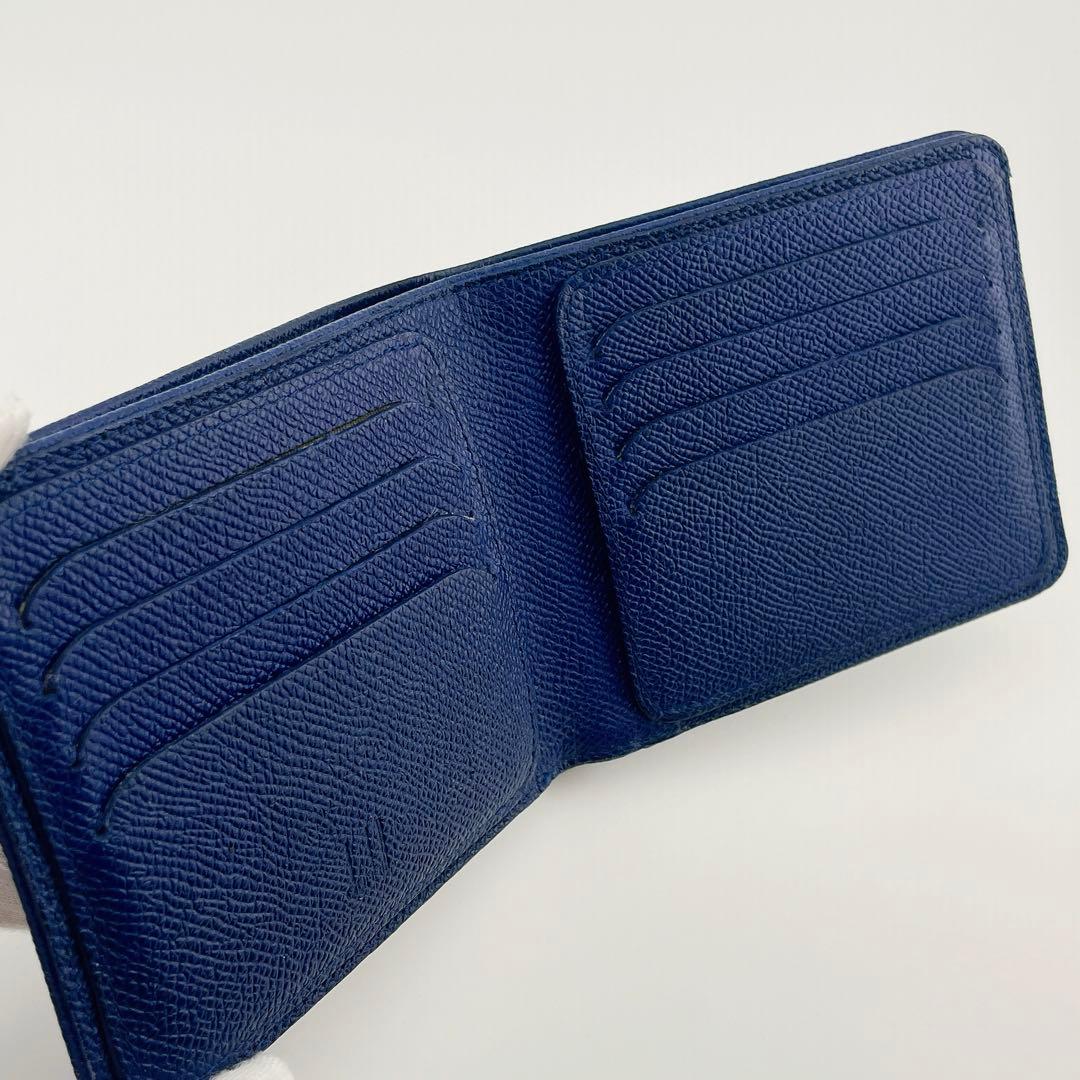 dunhill ダンヒル ネイビー レザー 二つ折り財布