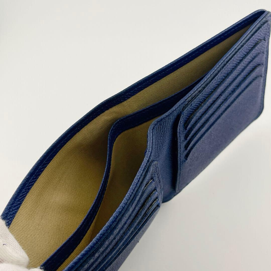 dunhill ダンヒル ネイビー レザー 二つ折り財布