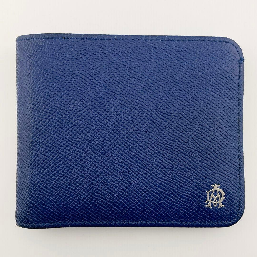 dunhill ダンヒル ネイビー レザー 二つ折り財布