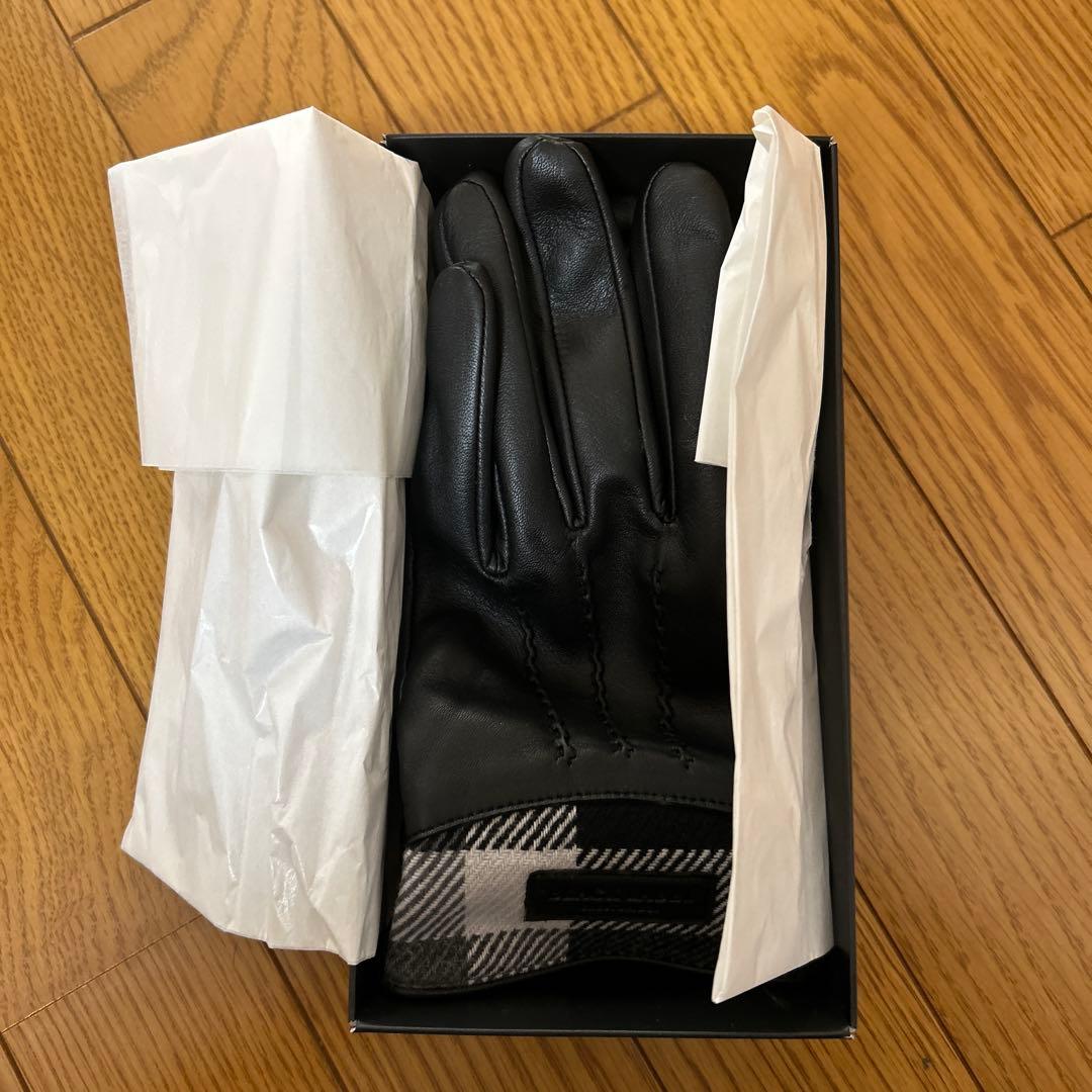 BLACK LABEL レザー手袋 Lサイズ チェック柄