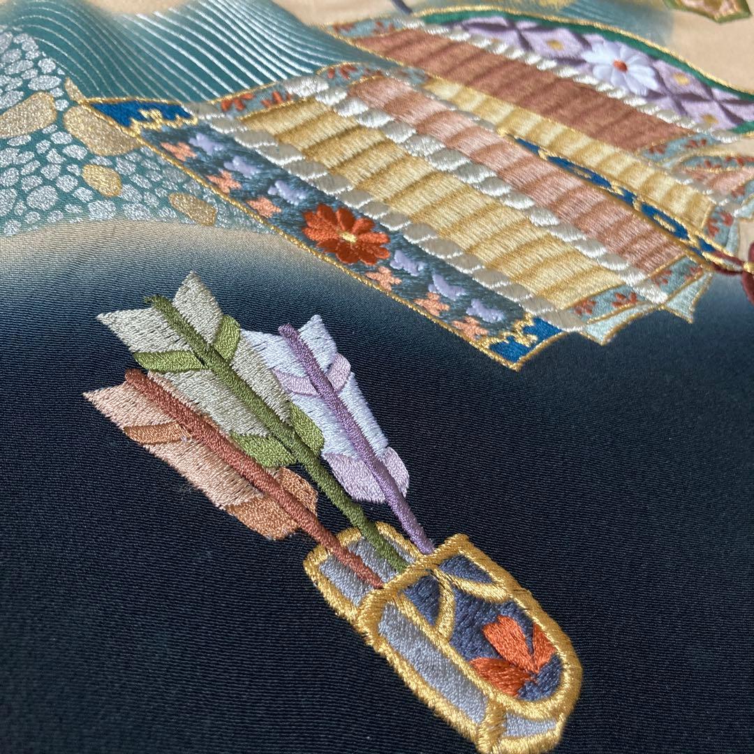 【新品】高級　刺繍　初着　お宮参り着　かぶと　龍柄