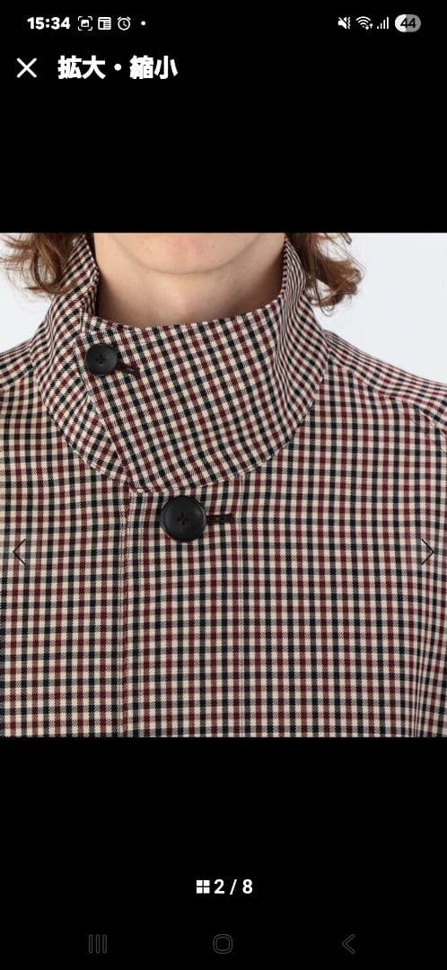 CABaN ウールギャバジン ガンクラブチェックスタンドカラーコート