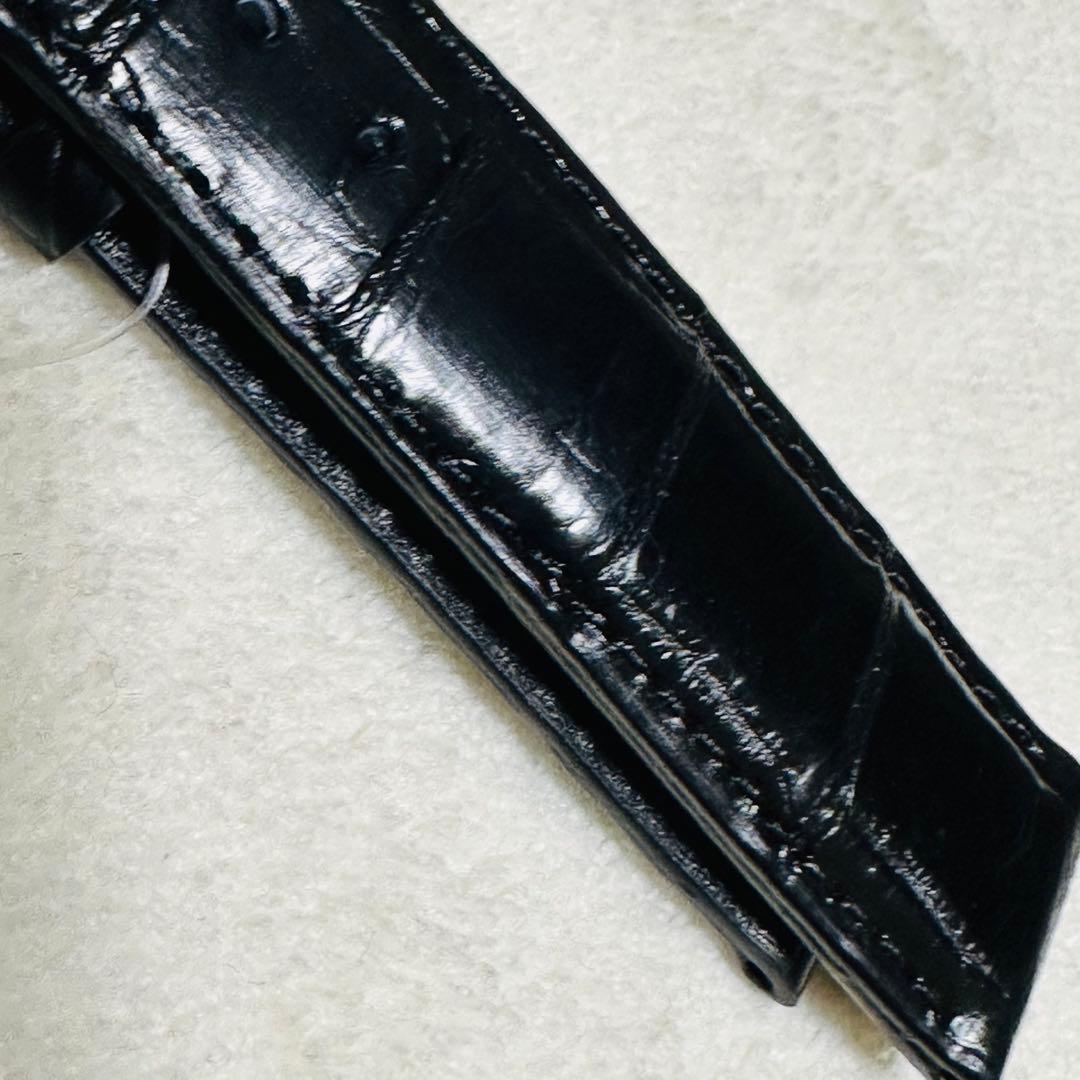 7288#20mm-18mmブラック★本物クロコダイル腕時計用ベルト