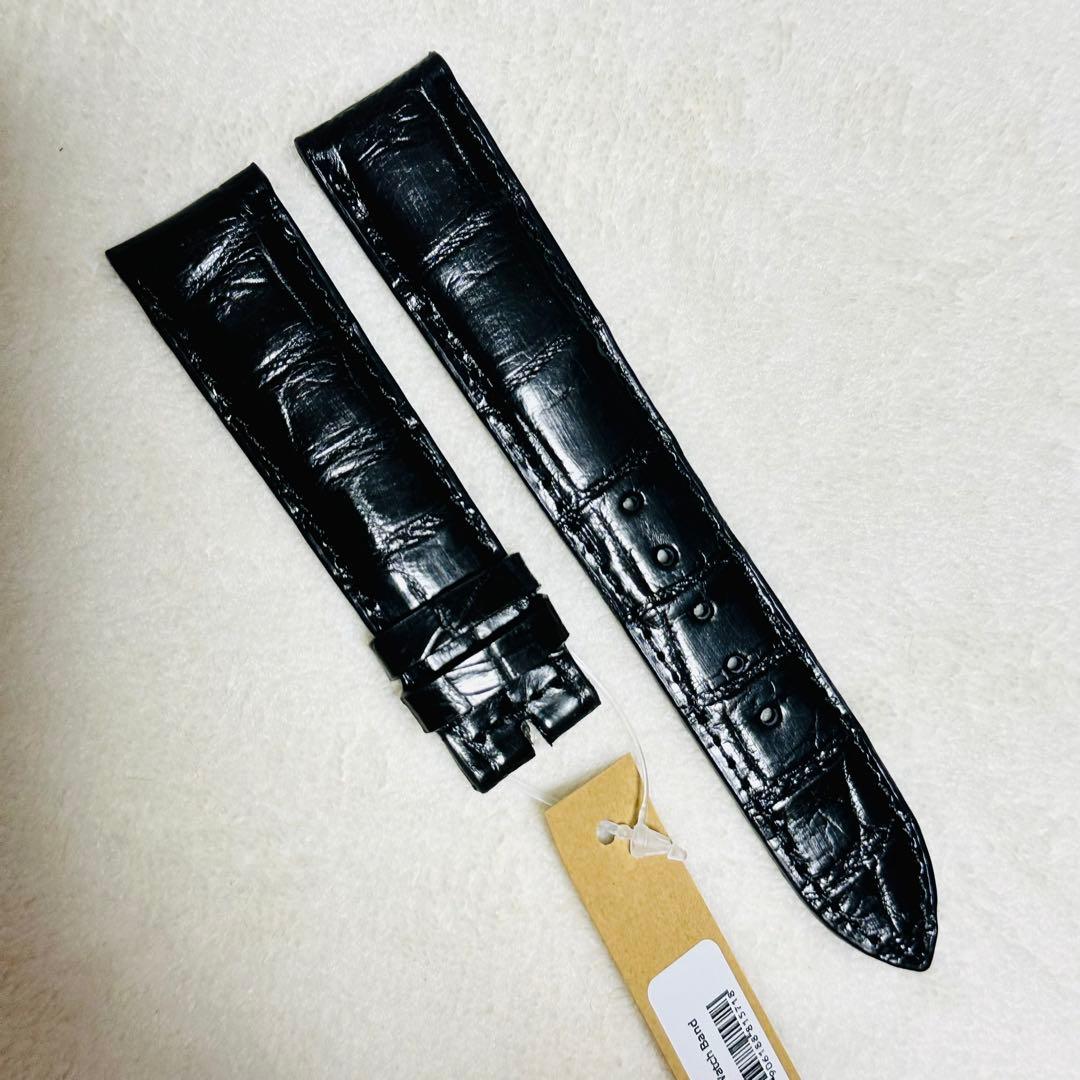 7288#20mm-18mmブラック★本物クロコダイル腕時計用ベルト