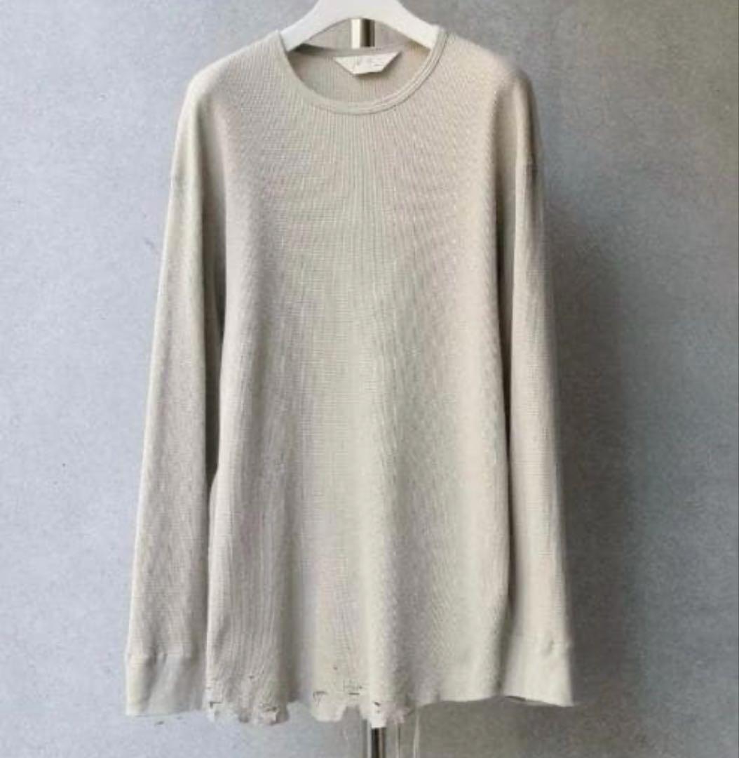 トップス Ancellm DAMAGE WAFFLECREW LS T-SHIRT 1